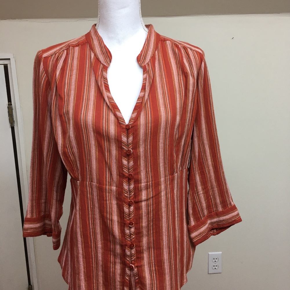 St. John’s Bay | Orange Striped Blouse - L